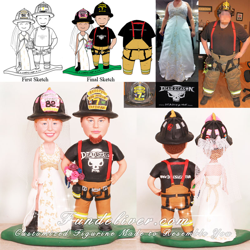 Dead Season Theme Firefighter Wedding Cake Toppers